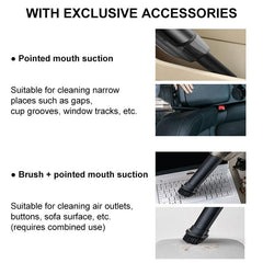 Handheld Portable Wireless Car Vacuum Cleaner Rechargeable 5000Pa Cyclone Suction 2000mAh Battery Life Cordless Wet/Dry Auto