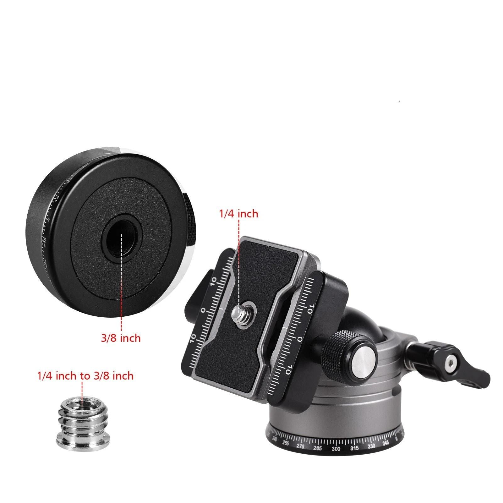 CNC Dual Panoramic Ball Head Low Center of Gravity Single U Notch Design with 1/4 Inch Screw Mount