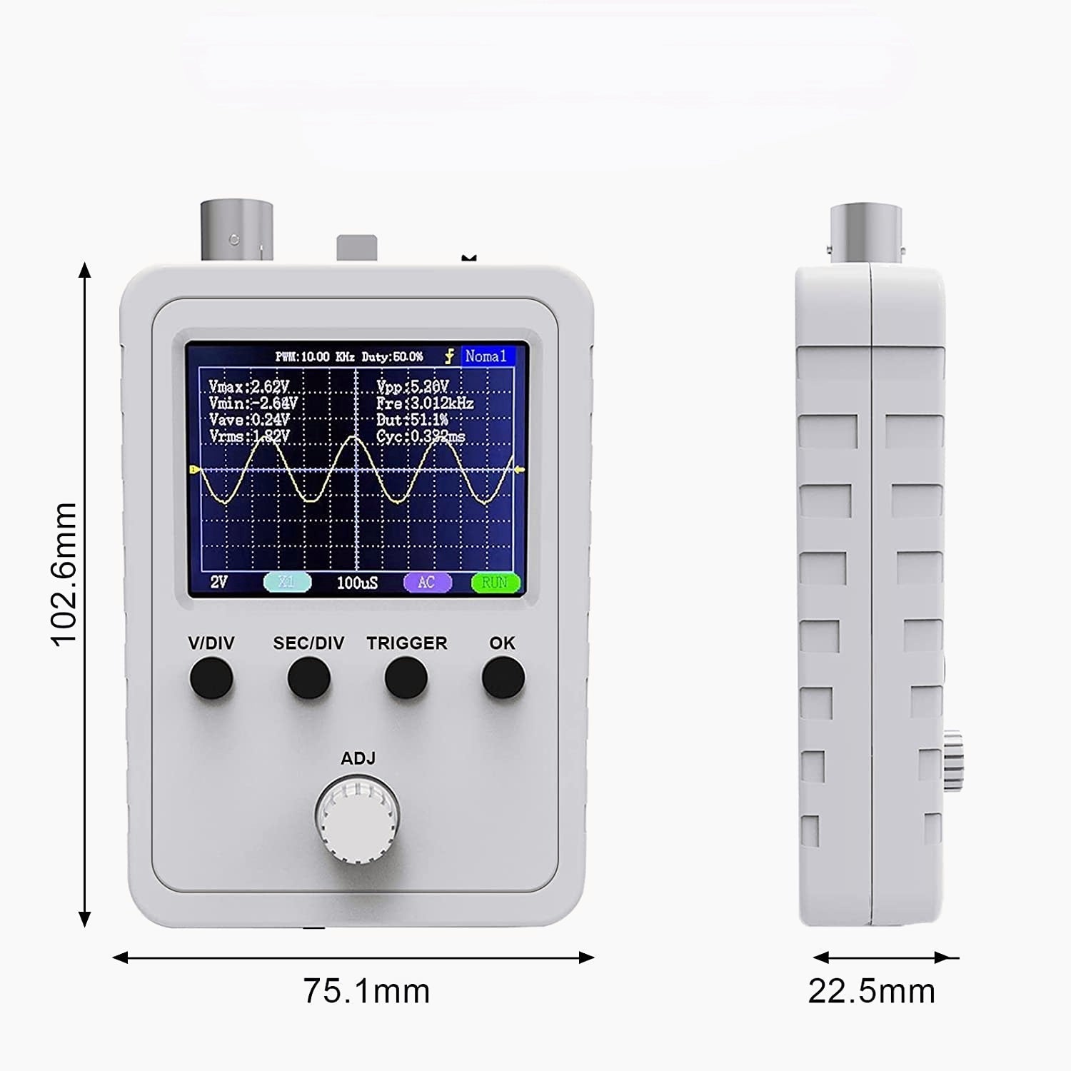 2.4" TFT Digital Oscilloscope Kit With Power Supply And BNC-Clip Cable Probe Q15001