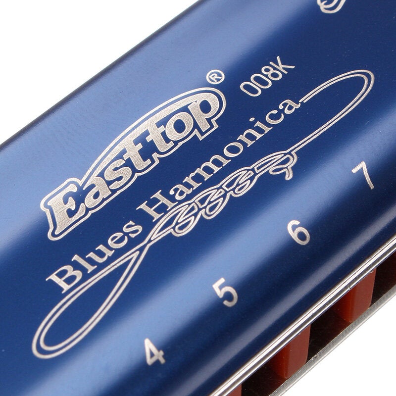 10 Hole Blues Harmonica Tone A B C D E F G Blue Color For Beginner