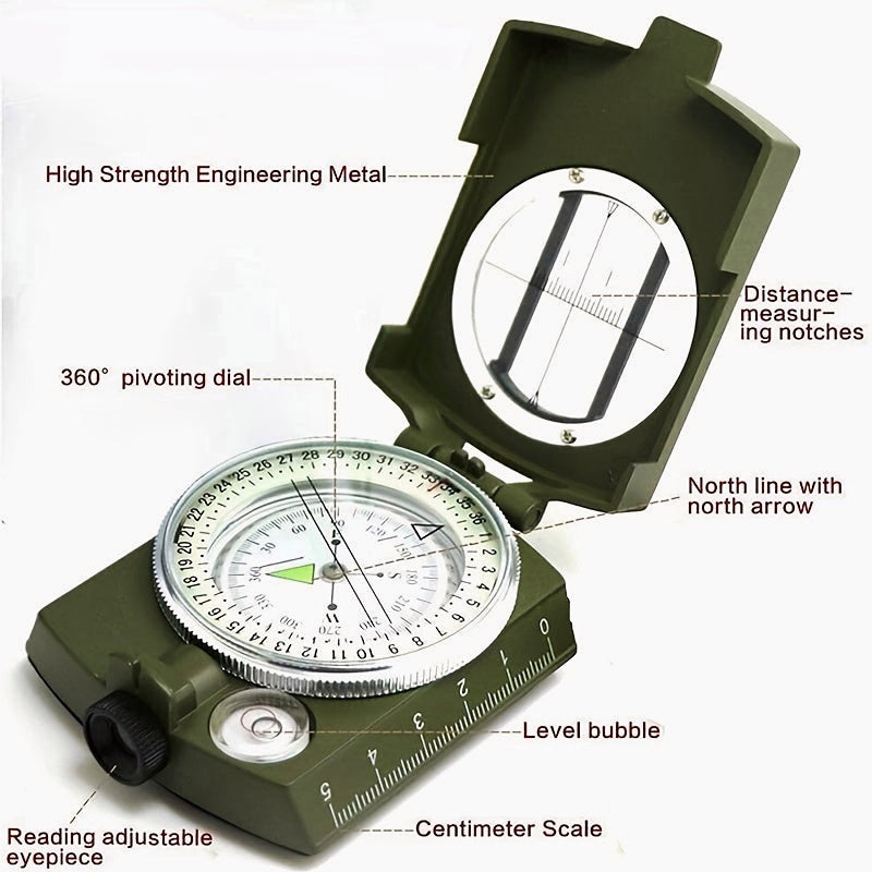 Multi-functional Compass with Lensatic Sighting for Hiking and Shakeproof