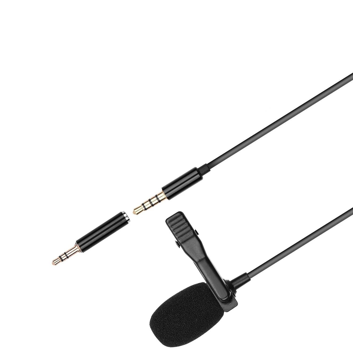 Omni-directional Condenser Lavalier Microphone with Foam Windshield 3.5mm TRRS 3.5mmTRS Adapter 3m Cable