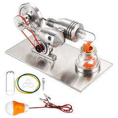 Stainless Mini Hot Air Stirling Engine Motor Model Educational Toy Kit