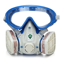 Silicone Full Face Respirator Gas Mask & Goggles Comprehensive Cover Paint Chemical Pesticide Mask Dustproof Fire Escape - JustgreenBox