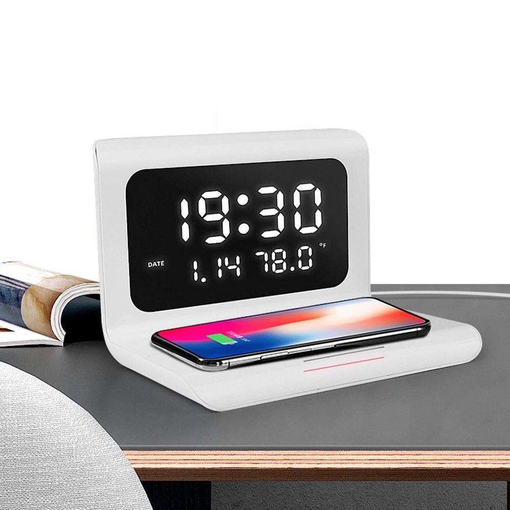 10W Wireless Charger Pad and Alarm Clock Thermometer