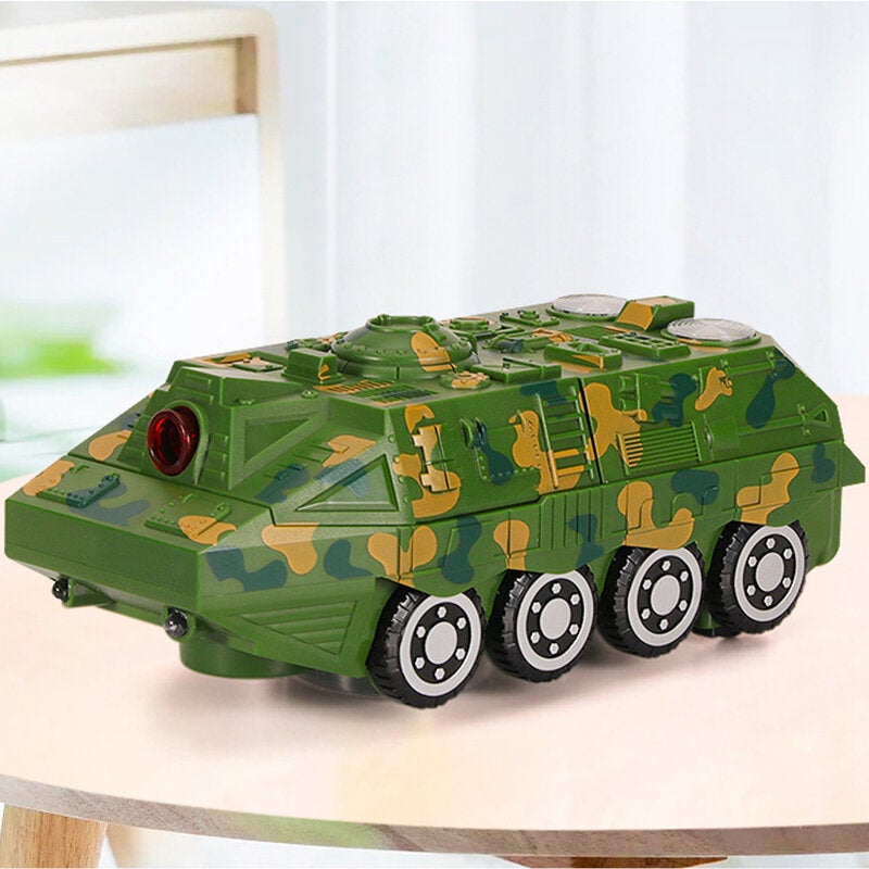 Electric Acousto-optic Universal Wheel Transform Armed Vehicle Model with LED Lights Music Diecast Toy for Kids Gift