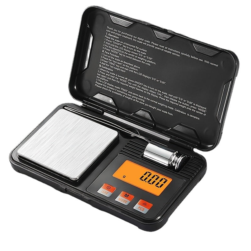 Mini Portable Electronic Scale With Tweezers LCD Light&50g Calibration Weight