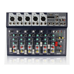 25W 7 Channel 3-Band EQ AUX Output 48V Phantom Power Bluetooth Audio Mixer