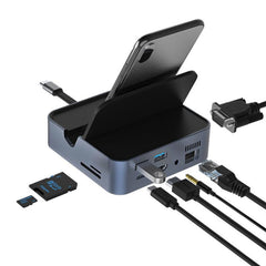 9 In 1 USB Type-C Hub Docking Station Adapter With 4K HDMI Display 1080P VGA 100W USB-C PD3.0 Power Delivery