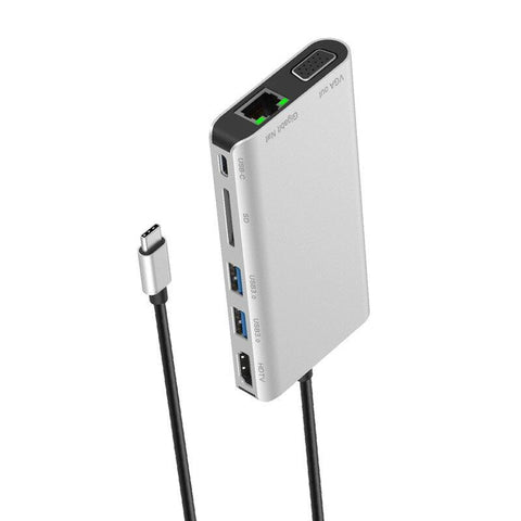 8 in 1 Type-C USB Hub Laptop charging Docking Station with Type-c SD USB3.0*2 HDMI VGA 3.5MM Headphone