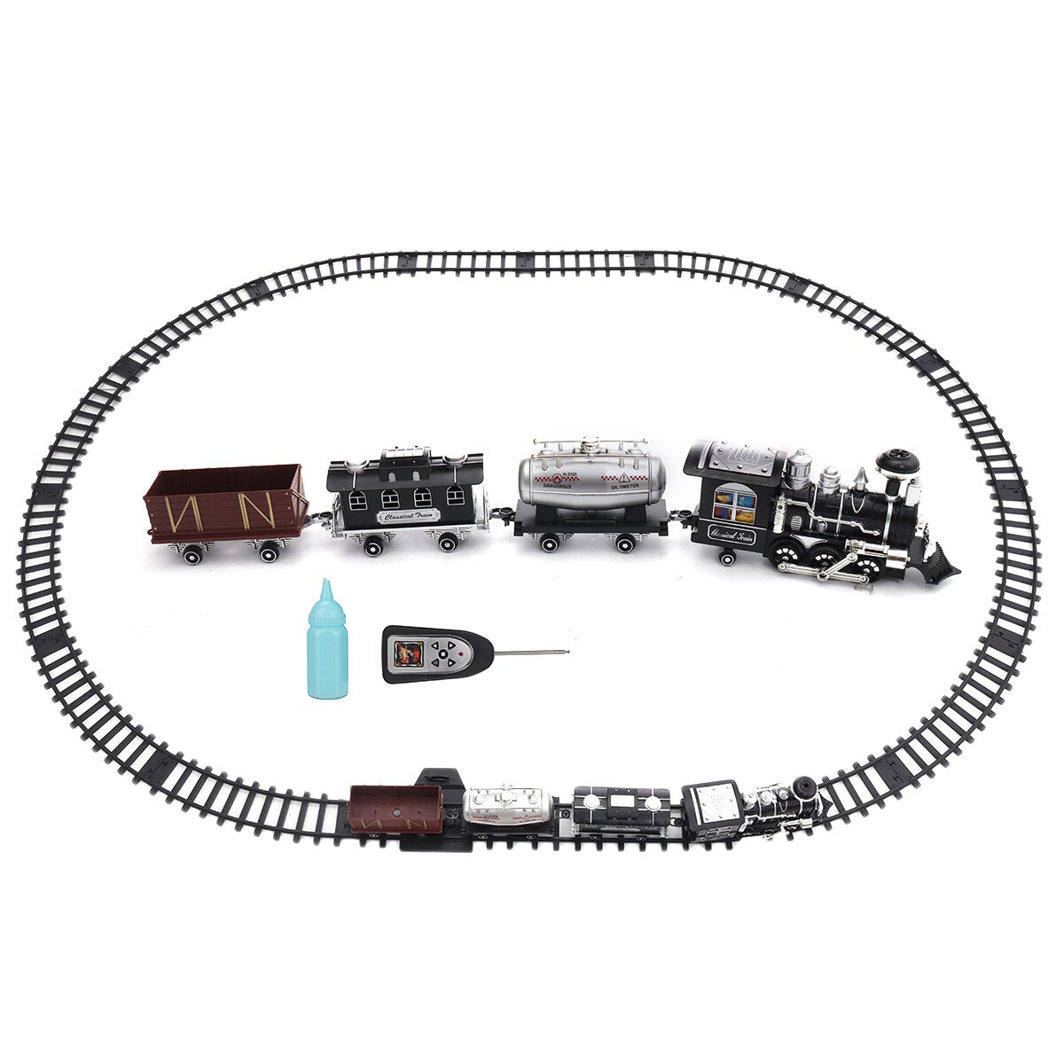 Classical Electric Smart Steam Classical Locomotive Freight Remote Control Train DIY Assemble Model Toy for Kids Gift