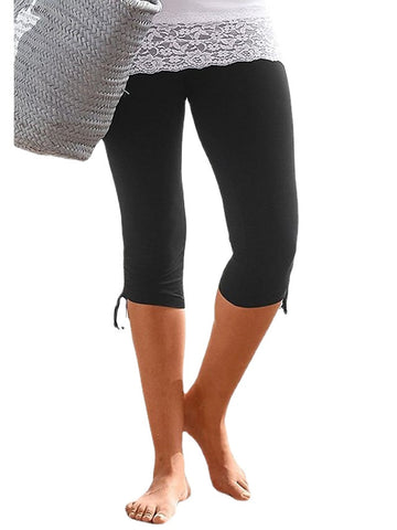 Cotton Blend Mid Waist Casual Sports Stretchy Ladies Pants