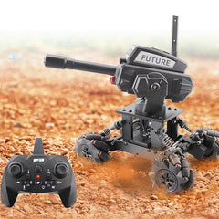 DIY RC Tank Car Can launch Cannonball Made of Water Need to Assemble 4WD 2.4G 14CH Alloy Programming Remote Control Off-road Climbing Car Gift for Kids and Adults