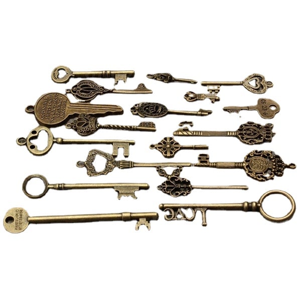 18pcs Antique Vintage Skeleton Key Lot Pendant Heart Bow Lock
