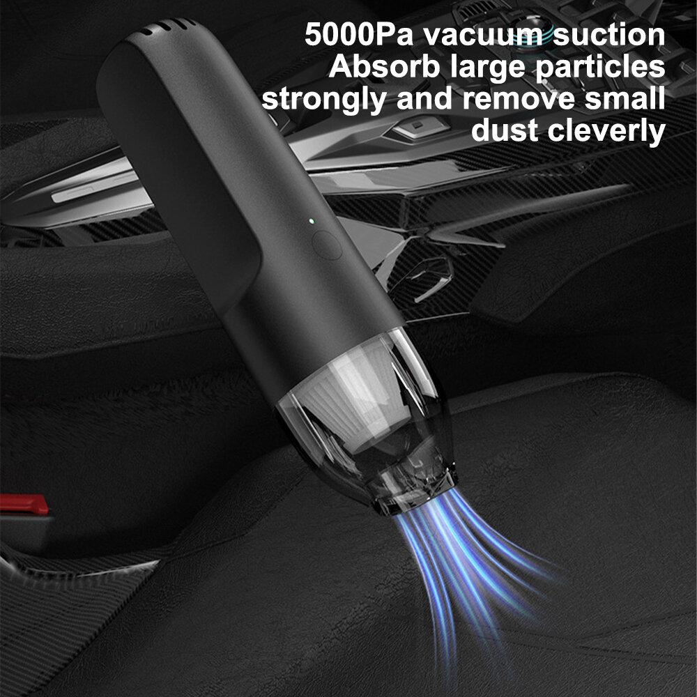 Portable Wireless Vacuum Cleaner 5000Pa Strong 2000mAh Battery Life Low Noise Lightweight for Car Home