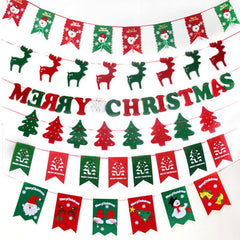 Christmas Tree Hanging Flag Banner Ornament Gift Home Yard Party Decor