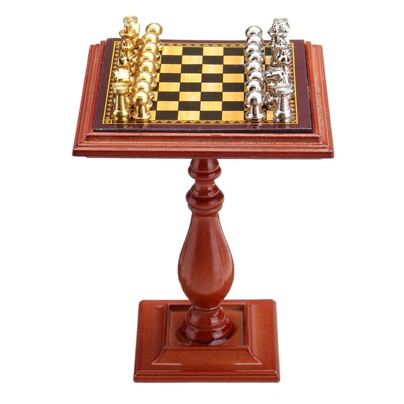 Miniature Chess Set and Table Magnet Chess Pieces 1:12 Accessories Parts For Doll House