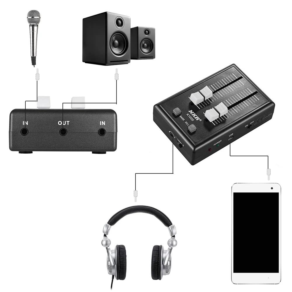 Audio Sound Mixer Mini Pocket Mixer Mini Mobile Phone Mixer 3.5mm Interfaces with Power Adapter