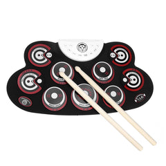 Roll-Up Drum Set 9 Silicon Electronic Drum Pads USB/Battery Powered for Kids