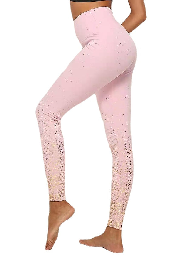 Women's Solid color High Waist Print Unique shiny Pants