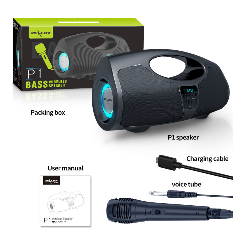 Bluetooth Speaker Portable Wireless Speaker Stereo Music Box with 40W Microphone FM Radio Outdoor Speaker