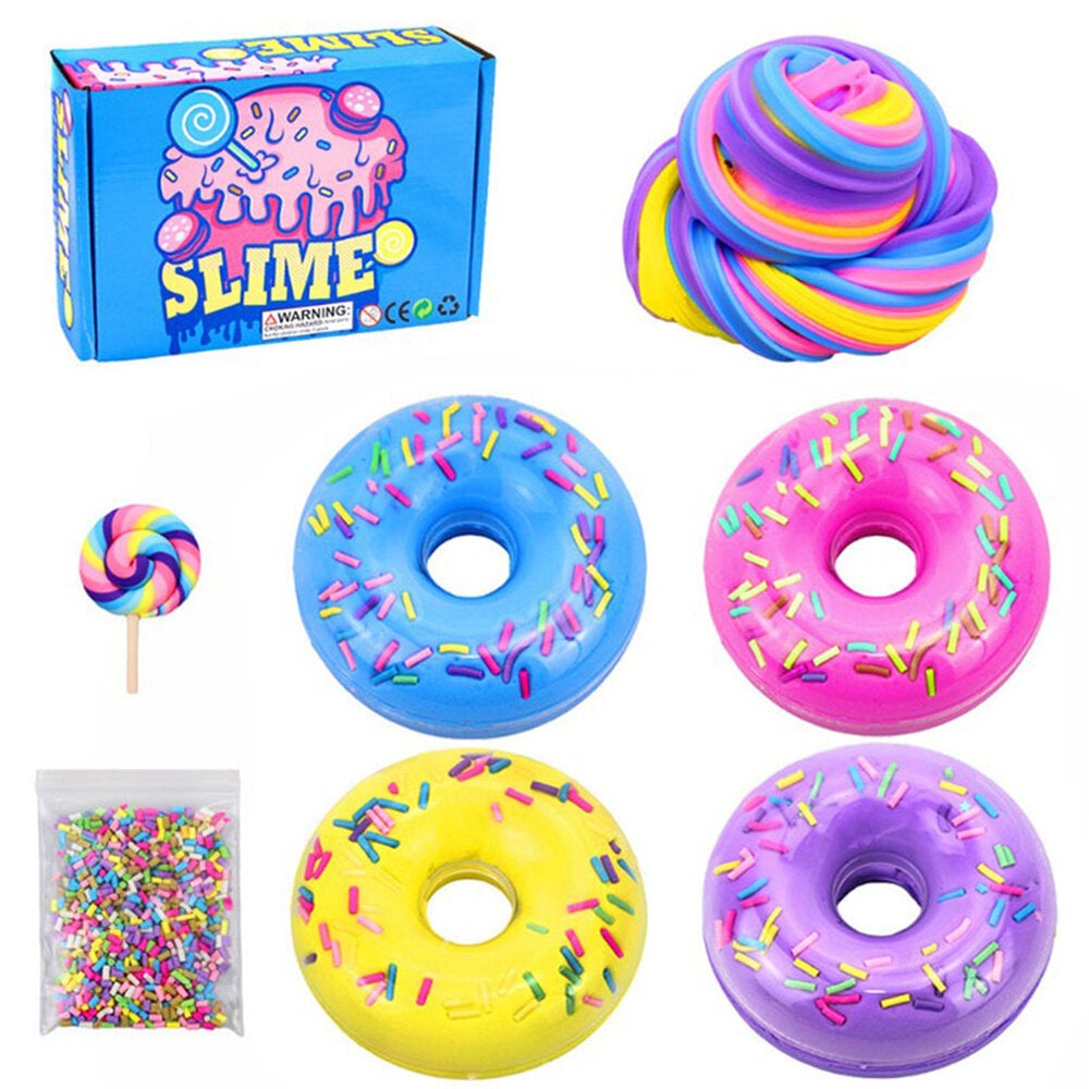 Donut Slime + Lollipop Accessories Sugar Pellets With Color Box Set Indoor Toys