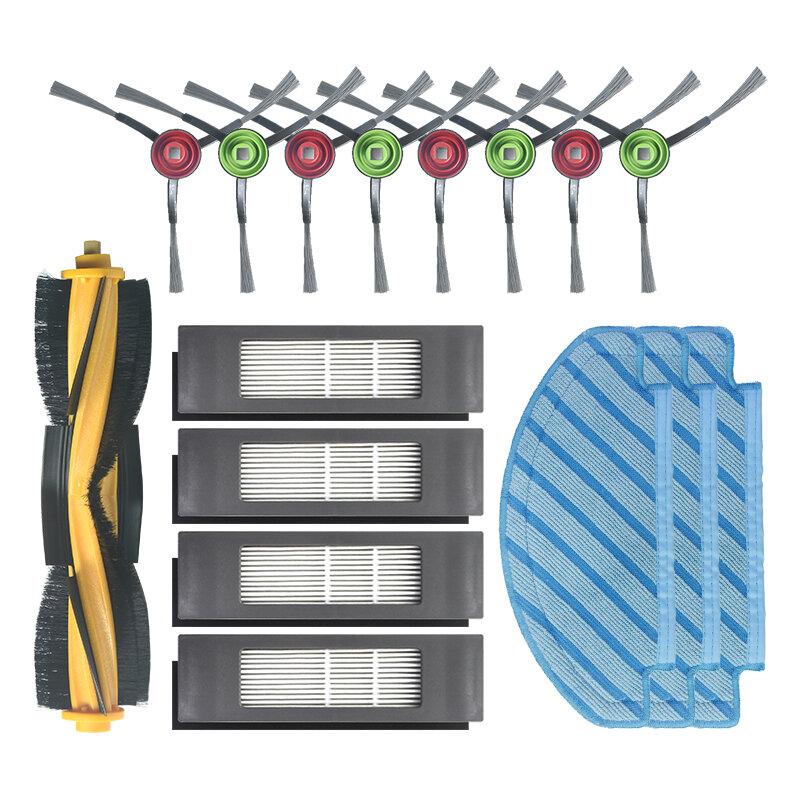16pcs Replacements for Ecovacs T8 Vacuum Cleaner Parts Accessories Main Brush*1 Side Brushes*8 HEPA Filters*4 Mop Clothes*3