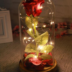 Red Forever Rose Glowing Flower Immortal Fresh Rose in Glass Mothers day Decoration Toys