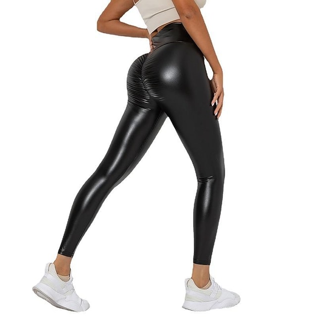 Fashion Women's PU Black High Waist Sexy Elasticity Pants