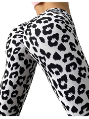 Women's Elasticity Ankle-Length Polyester Sports Leopard Pants For Yoga