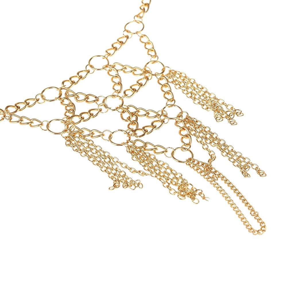 Vintage Golden Metal Multilayers Bohemia Tassel Bracelet Slave Hand Chain Dance Jewelry for Woman