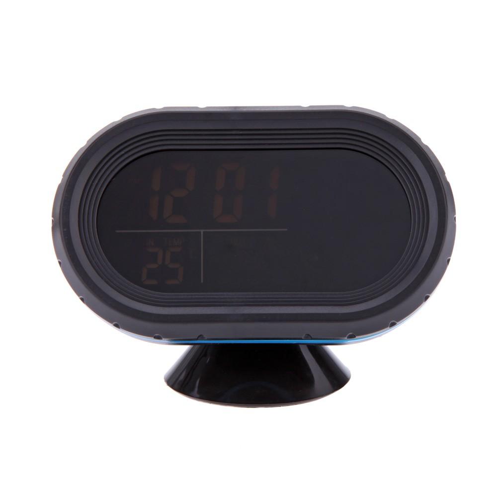 Digital Auto Car Thermometer Voltmeter Voltage Meter Noctilucous Clock Freeze Alert + Batteries