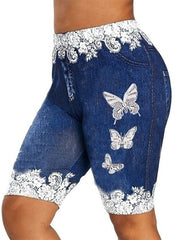 Women's Fashion Casual Butterfly Print Comfort Denim Shorts