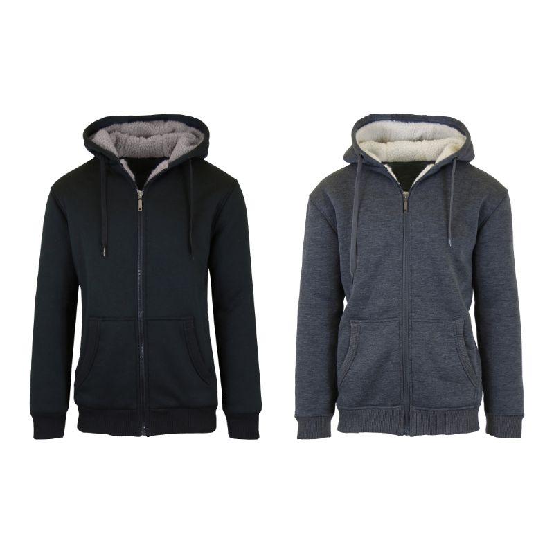 Mens Heavyweight Sherpa Fleece-Lined Hoodie - 2 Pack