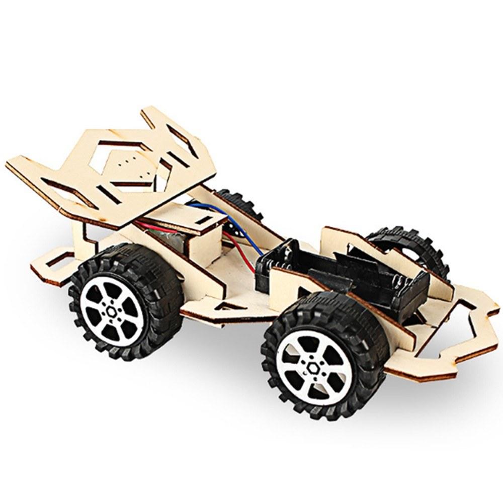 Wood Racing Car DIY Kit for Children Science and Technology Inventions Assembled Experiment Building