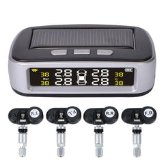 Car TPMS Tire Pressure Digital Solar Energy Monitoring System Auto Security with 4 Internal Sensors
