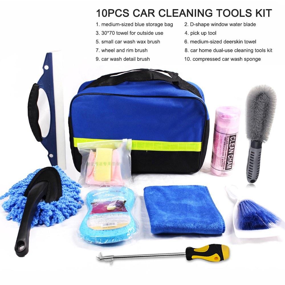Car Cleaning Tools Kit, Wash Kit for Detailing Interiors Premium Fiber Cloth 10Pcs