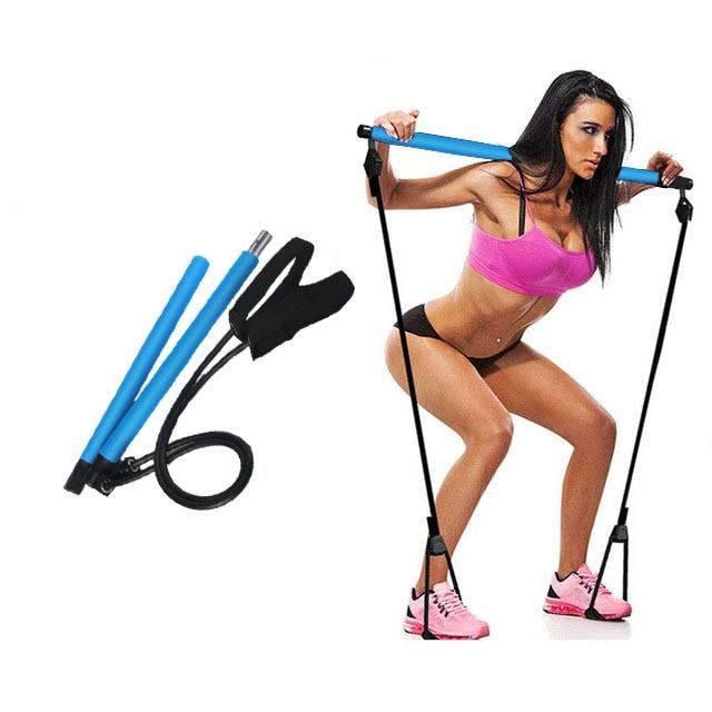 New Fitness Sport Pilate Bar Kit Gym Exercise Workout Stick with Resistance Band Body Building Puller