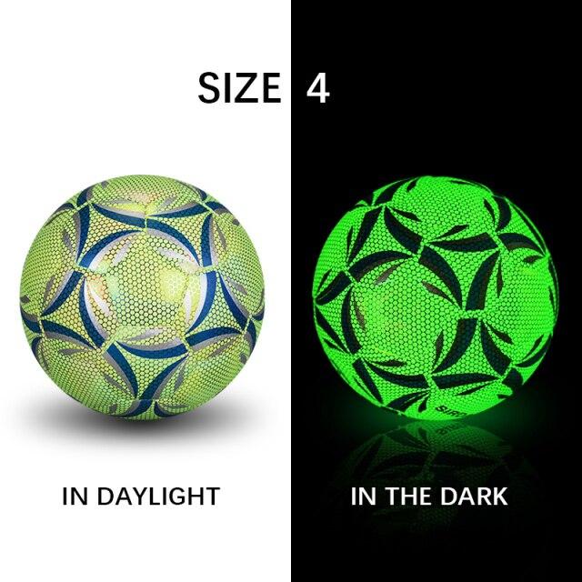 Reflective Soccer Ball Glowing Luminous Non Slip Football Glow In Dark with Carry Net Soccers