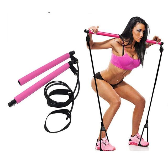 New Fitness Sport Pilate Bar Kit Gym Exercise Workout Stick with Resistance Band Body Building Puller