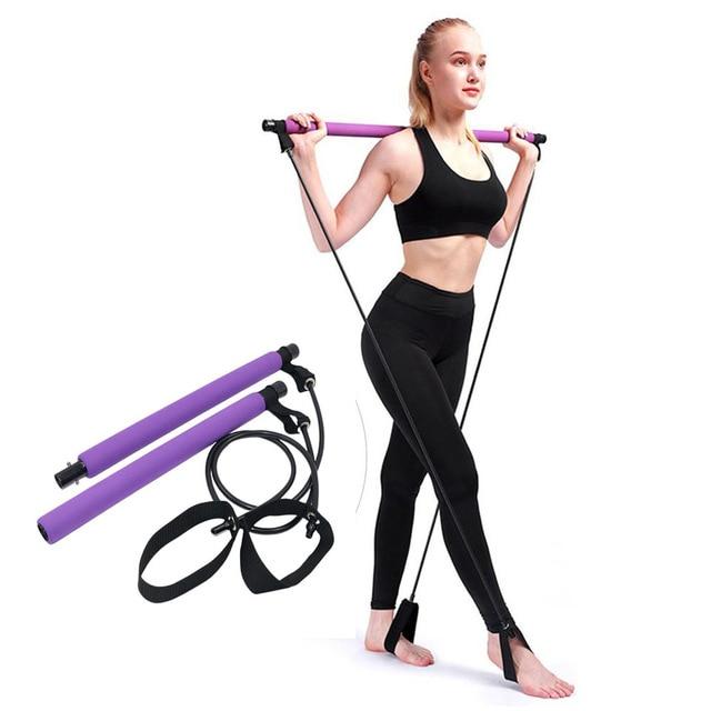 New Fitness Sport Pilate Bar Kit Gym Exercise Workout Stick with Resistance Band Body Building Puller