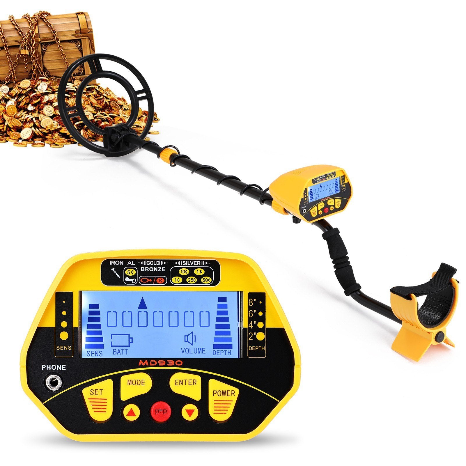 LCD Display Screen Handheld Metal Detector Accuracy Treasure Underground Finder for Adults and Kids