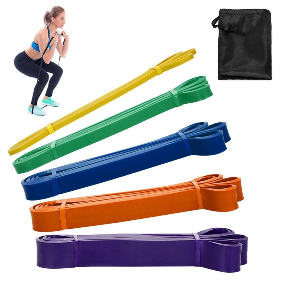 Fitness Resistance Loop Bands Set Latex Yoga Strength Training Pull Up Assist Home Gym Pack 5