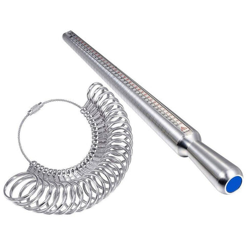 Metal Ring Sizer Set Finger Measuring with Rings Mandrel Sizing Stick Jewelry Tools