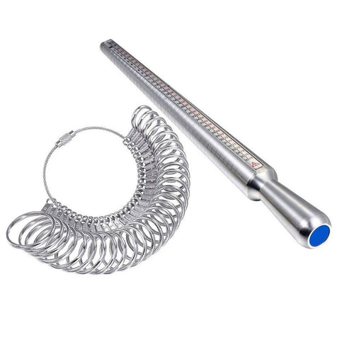 Metal Ring Sizer Set Finger Measuring with Rings Mandrel Sizing Stick Jewelry Tools