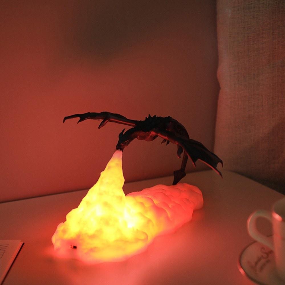 Fire Dragon Lamp Warm Night Light USB Rechargeable Home Decoration 110-220V