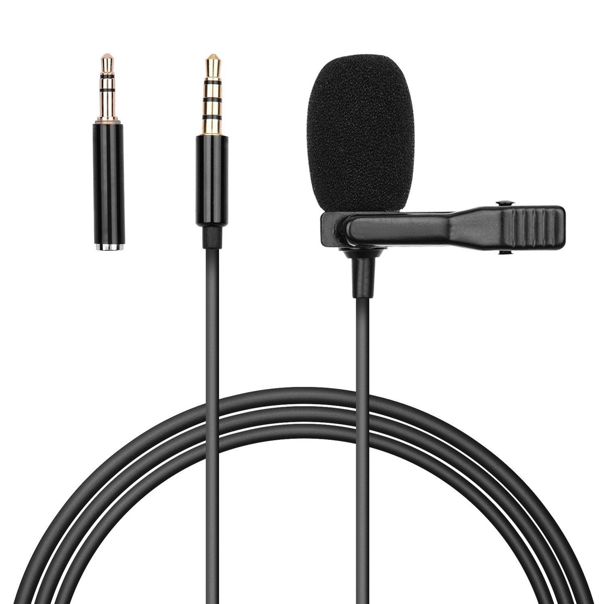 Omni-directional Condenser Lavalier Microphone with Foam Windshield 3.5mm TRRS 3.5mmTRS Adapter 3m Cable