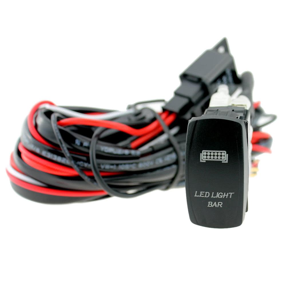 LED Light Bar Rocker On/Off Switch with Relay Wiring Harness Kit 12V 40A for Jeep RV Boat Trailer