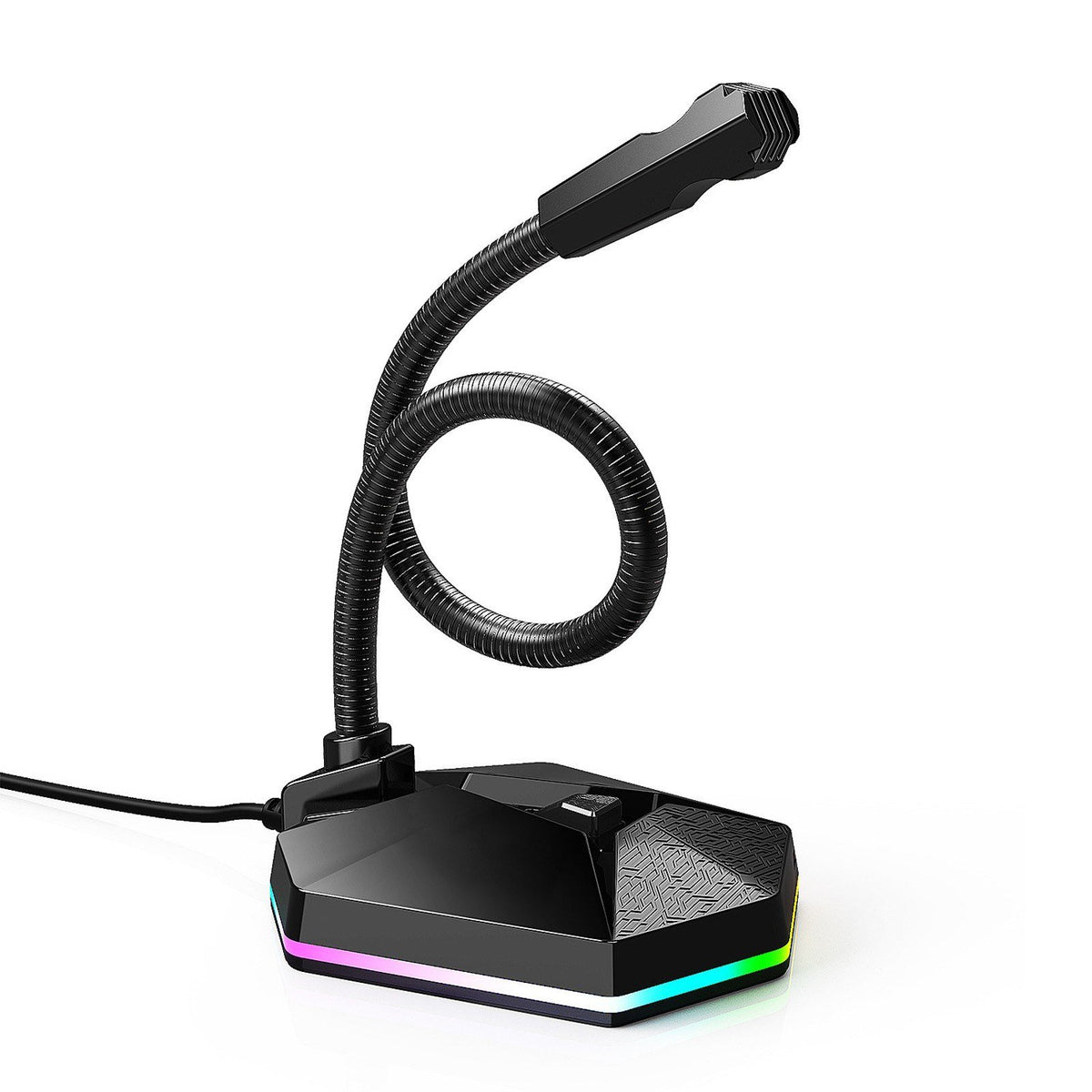 Computer Microphone with RGB Light Bendable USB Driver-free for Meeting Voice Chat