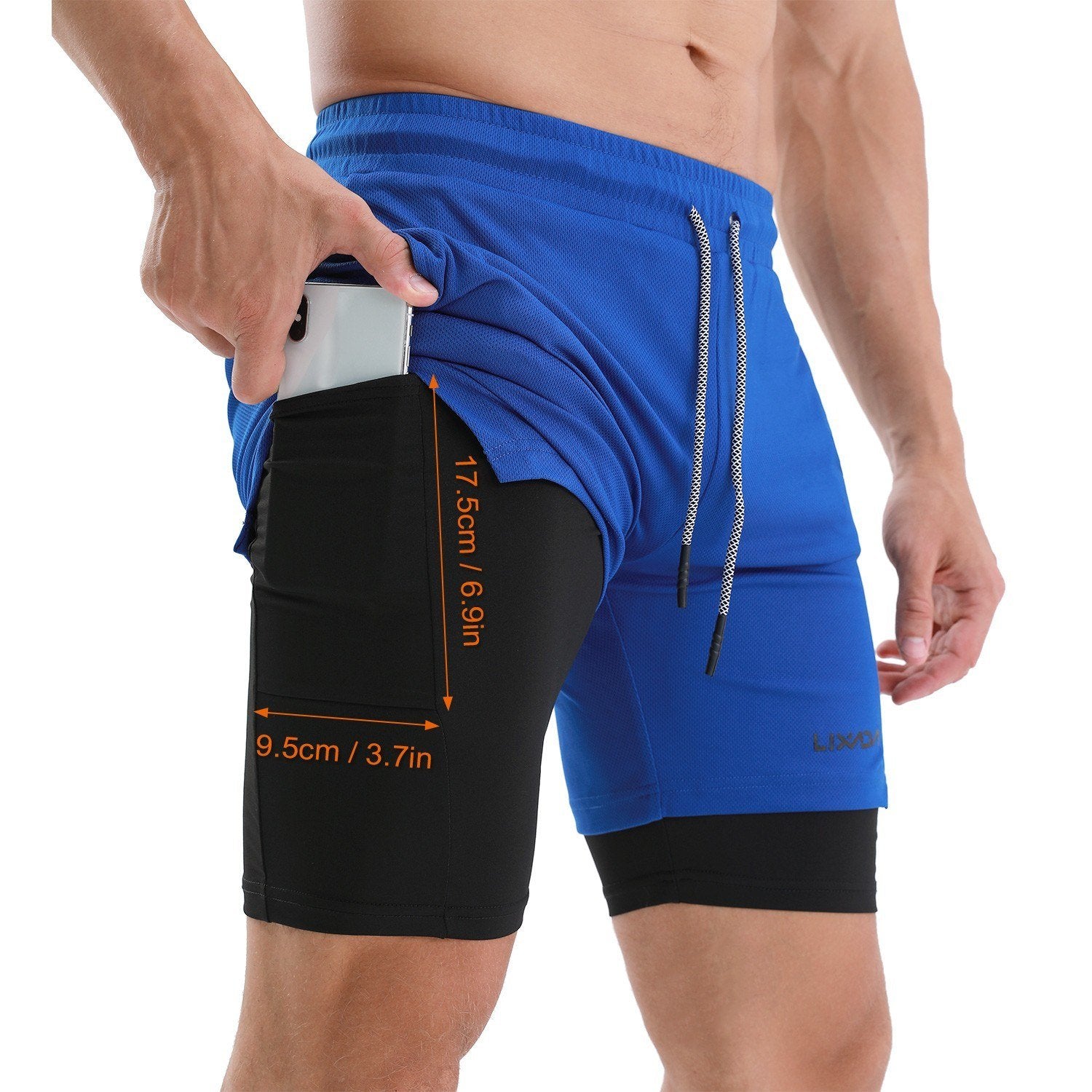 Men Running Shorts with Towel Loop Quick Dry Exercise Pockets for Training Gym Workout 2-in-1